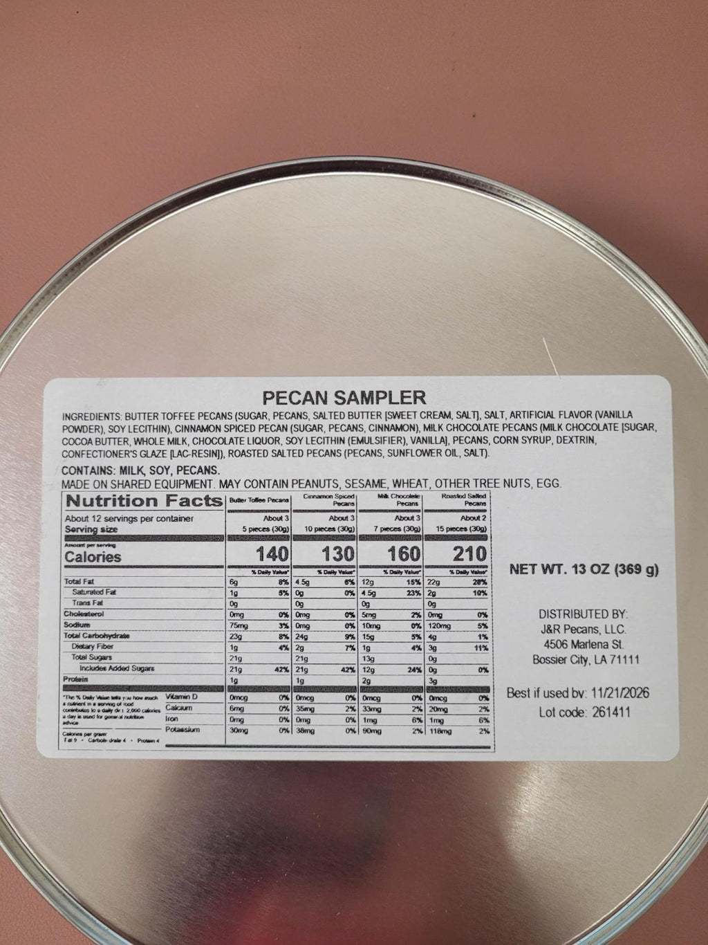Assorted Flavored Pecan Tin